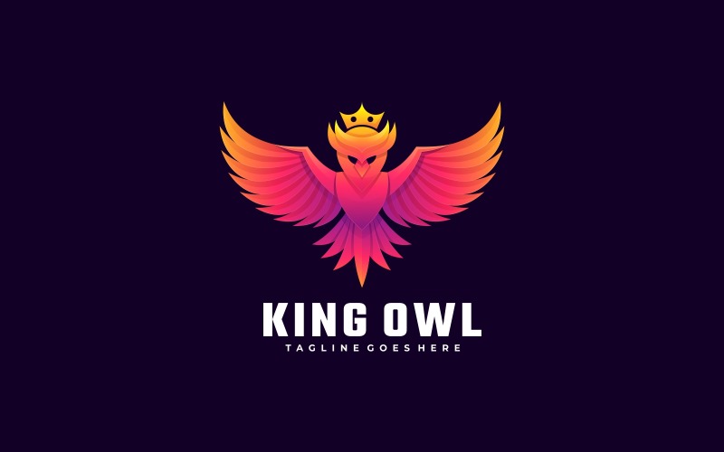 King Owl Gradient Colorful Logo Logo Template