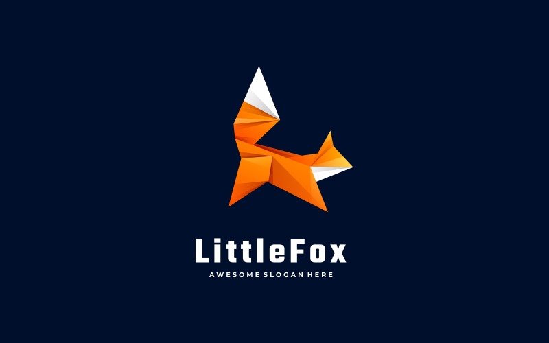Little Fox Low Poly Logo Style Logo Template