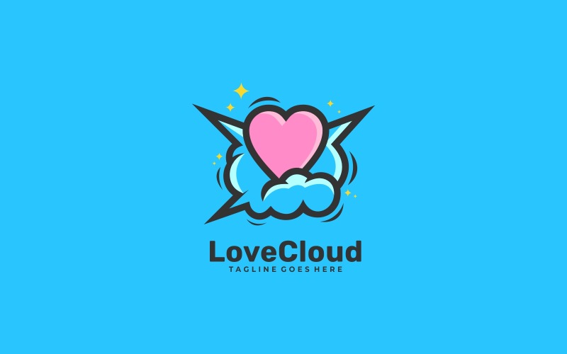 Love Cloud Simple Mascot Logo Logo Template