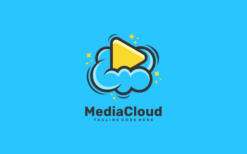 Media Cloud Simple Mascot Logo Logo Template