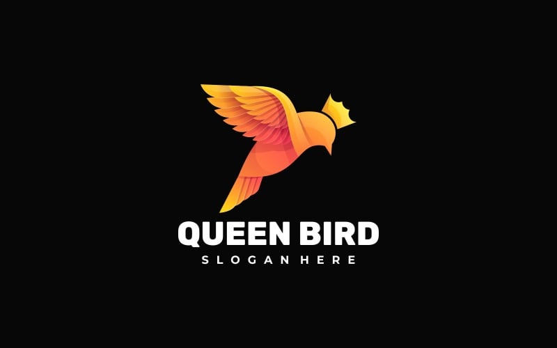 Queen Bird Gradient Logo Style Logo Template