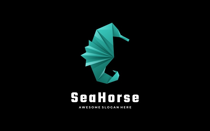 Sea Horse Low Poly Logo Style Logo Template