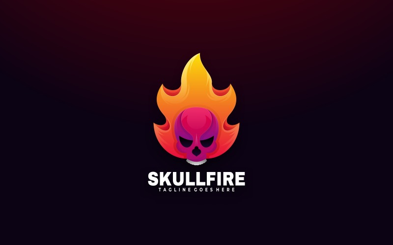 Skull Fire Gradient Logo Style Logo Template