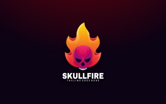 Skull Fire Gradient Logo Style