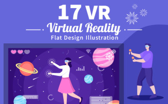 17 VR Glasses Virtual Reality Vector Illustration