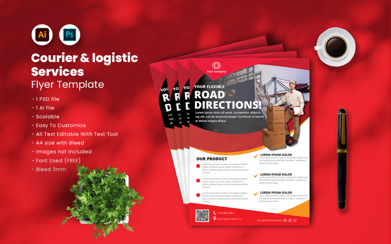Courier & Logistic Flyer Template vol.11 Corporate Identity