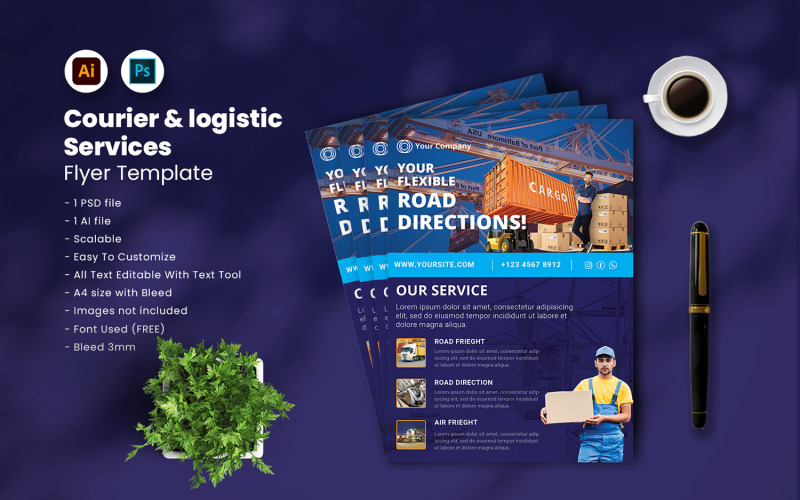 Courier & Logistic Flyer Template vol.12 Corporate Identity