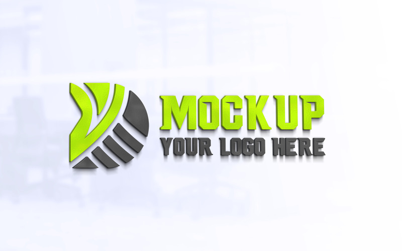 3D Glass Wall Sign Realistic Logo Mockup Product Mockup