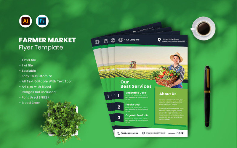 Farmer Market Flyer Template vol.36 Corporate Identity