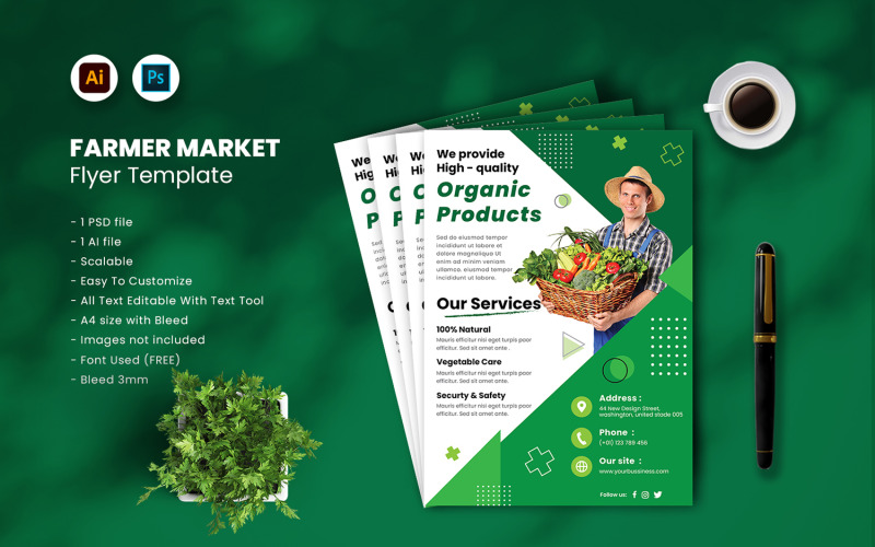 Farmer Market Flyer Template vol.41 Corporate Identity