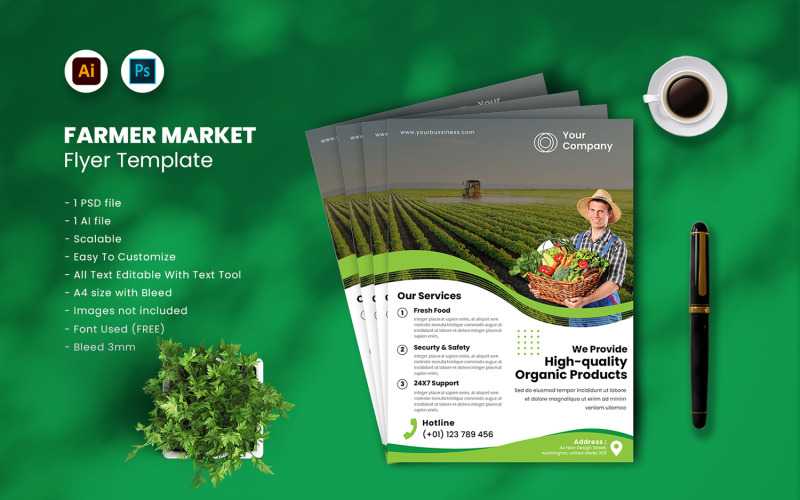 Farmer Market Flyer Template vol.42 Corporate Identity