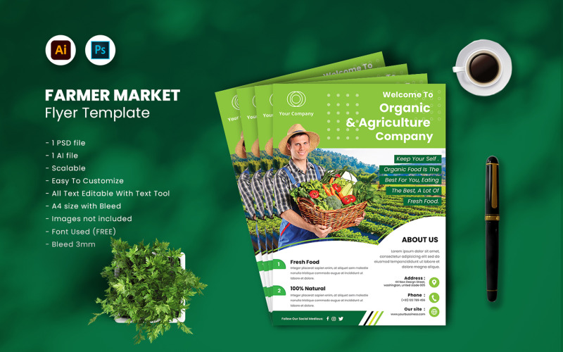 Farmer Market Flyer Template vol.43 Corporate Identity