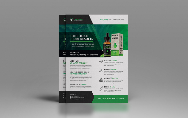 Hemp oil Product Flyer template Corporate Identity