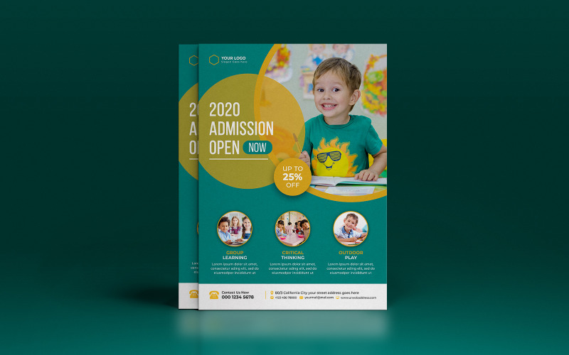 Kids School education Admission Flyer template Corporate Identity