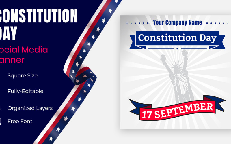 A Flag Of The United States Happy Constitution Day Social Banner Social Media