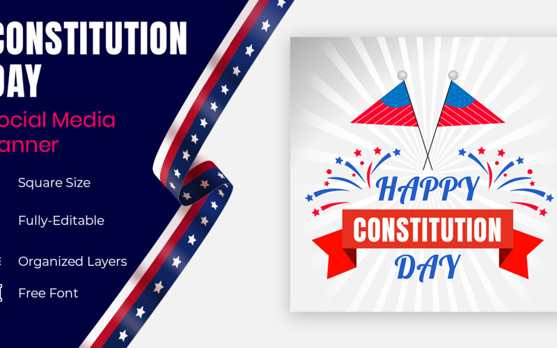 American Constitution Day National Day Of America 17 September Social Banner Social Media