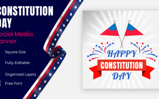 American Constitution Day National Day Of America 17 September Social Banner