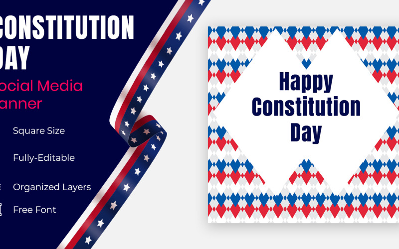 American National Constitution Day Poster Or Social Banner Design. Social Media
