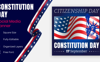 Constitution Day 17 September Decorated With Stars In Usa Flag Color Social Banner Design.