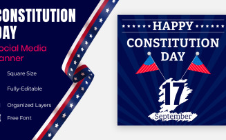 Constitution Day In United States Celebrate Annual In September 17 Social Banner Design