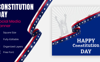 Happy September Usa Constitution Day Social Banner Design.