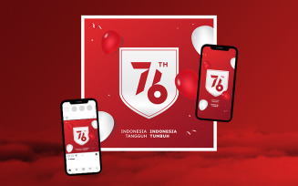 Merdeka - Template to Celebrate Indonesia's 76th Independence Day suitable for Social Media
