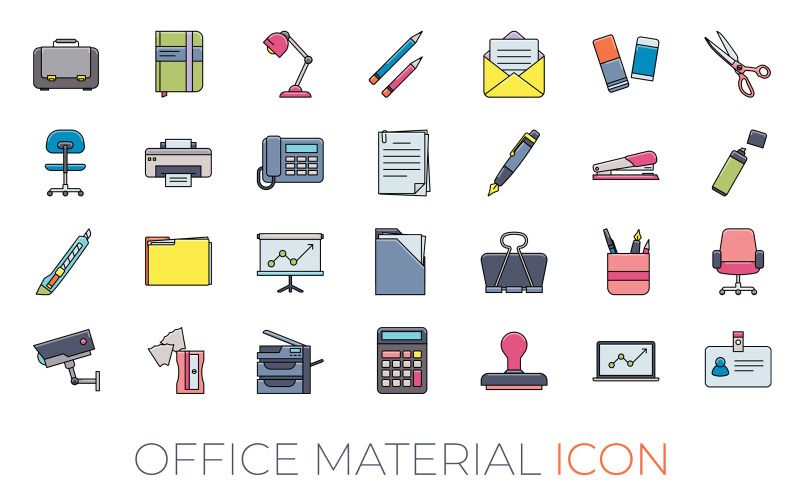Office Material Iconset Template Icon Set