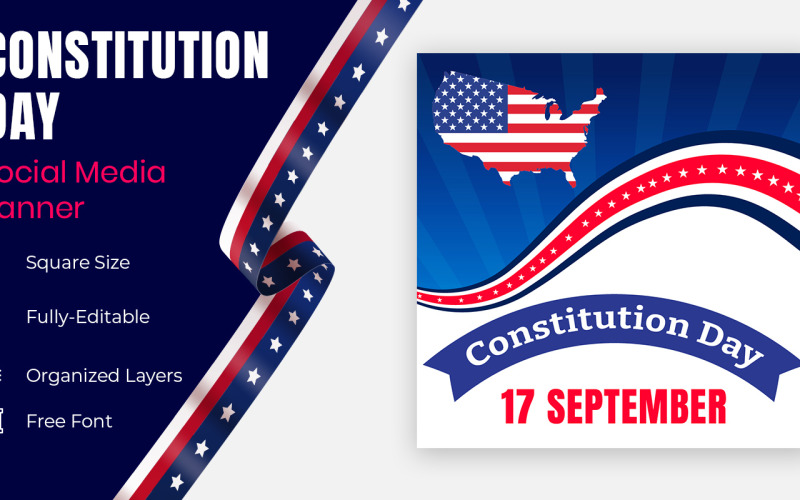 United States Constitution Day 17th Of September Social Banner Design. Social Media