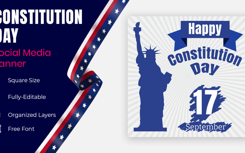 Usa 17th Of September Constitution Day Placard Social Banner Social Media