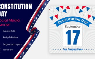 USA Constitution Day 17 September Isolated Vector Social Banner