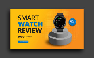 Smart Watch Review Youtube Thumbnail template Web Banner template