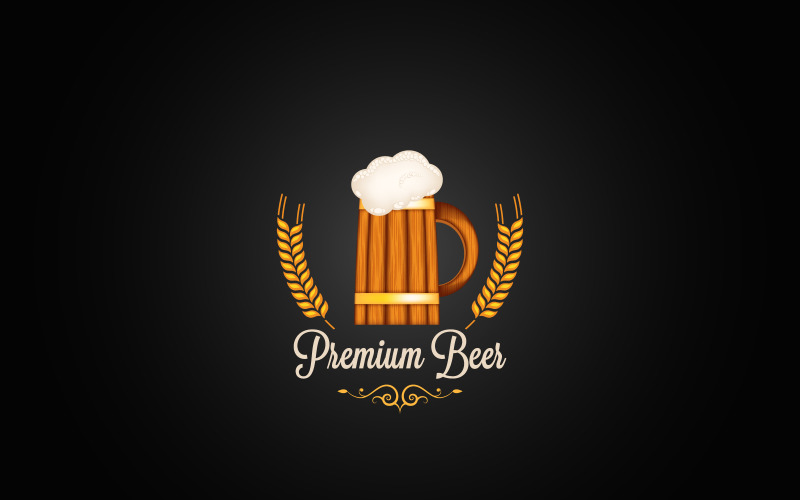 Beer Mug Barley Vintage Design Logo Template