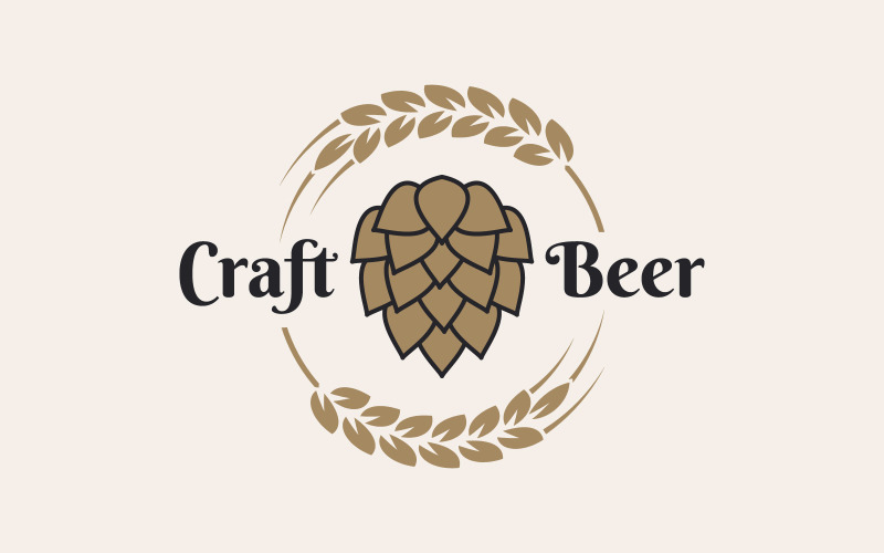 Craft Beer Logo With Beer Hop Logo Template