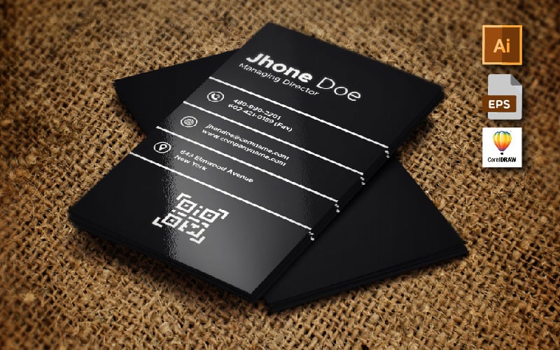 Creative Black Portrait Business Card Free Template 01 - Corporate Identity Template