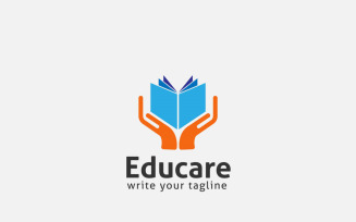 Education Logo Design With Book And Care Concept