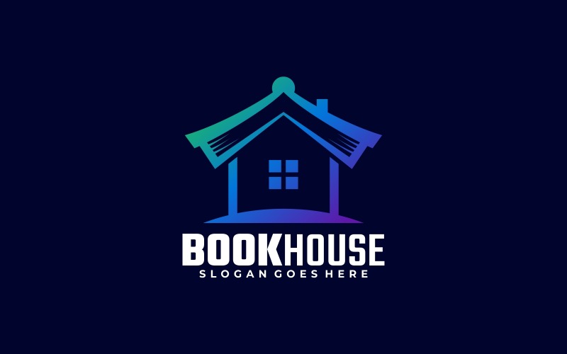 House and Book Gradient Logo Logo Template