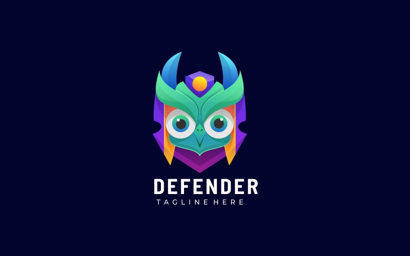 Owl Defender Gradient Logo Logo Template
