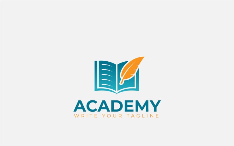 Education Logo Design With Book And Feathers Logo Template