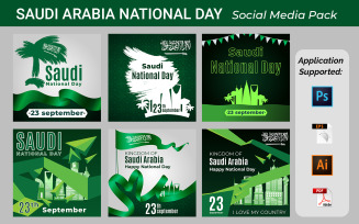 Illustration Of Saudi Arabia National Day 23 Rd September Arabic Calligraphy Social Banner