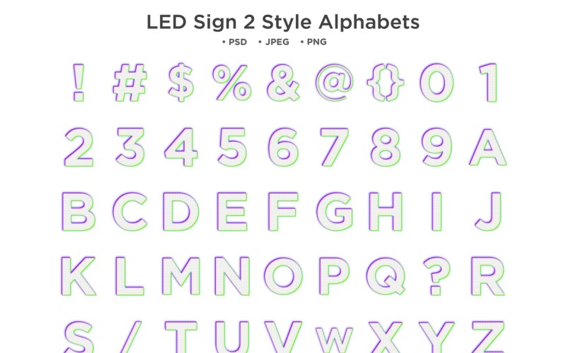 LED 2 Style Alphabet, Abc Typography Illustration