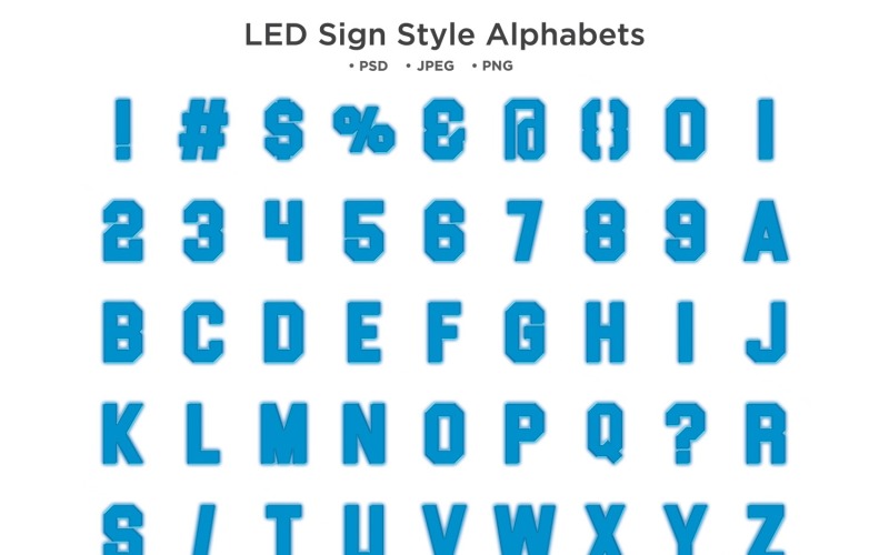 LED Style Alphabet, Abc Typography Illustration