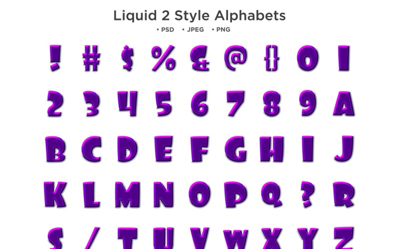 Liquid 2 Style Alphabet, Abc Typography Illustration