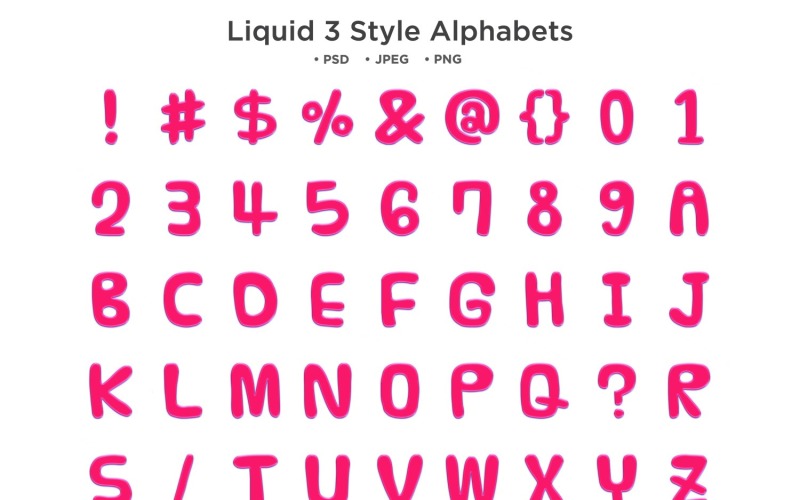 Liquid 3 Style Alphabet, Abc Typography Illustration