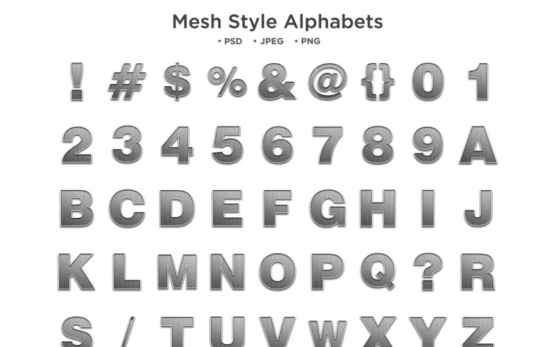 Mesh Style Alphabet, Abc Typography Illustration