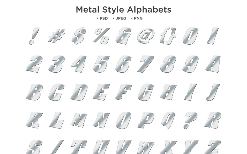 Metal 2 Style Alphabet, Abc Typography Illustration