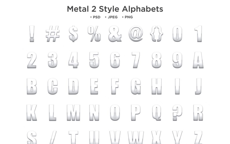 Metal Style Alphabet, Abc Typography Illustration