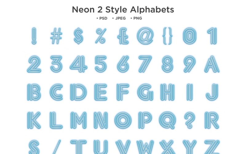 Neon 2 Style Alphabet, Abc Typography Illustration