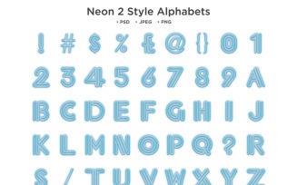 Neon 2 Style Alphabet, Abc Typography