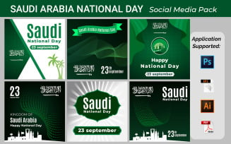 Saudi Arabia National Day In September 23 Th. Happy Independence Day Social Banner