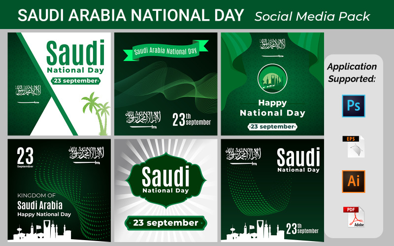 Saudi Arabia National Day In September 23 Th. Happy Independence Day Social Banner Social Media